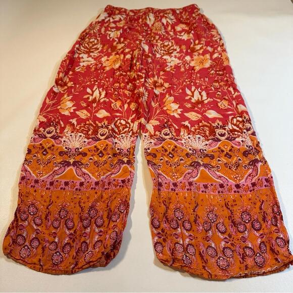 By Anthropologie Size M Pink Hawaiian Floral Boho Wide Leg Lightweight Pants - Picture 3 of 10